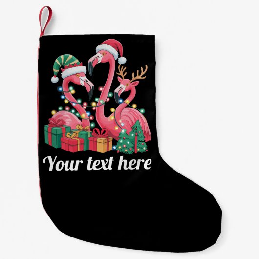 Christmas Palm Flamingo Personalized Xmas Lights  Kleine Kerstsok (Voorkant)