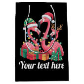 Christmas Palm Flamingo Personalized Xmas Lights Medium Cadeauzakje (Voorkant)
