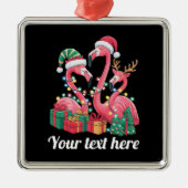 Christmas Palm Flamingo Personalized Xmas Lights Metalen Ornament (Voorkant)