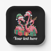 Christmas Palm Flamingo Personalized Xmas Lights  Papieren Bordje (Voorkant)