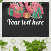 Christmas Palm Flamingo Personalized Xmas Lights  Theedoek (Gevouwen)