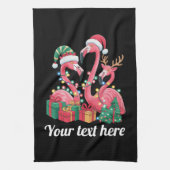 Christmas Palm Flamingo Personalized Xmas Lights Theedoek (Verticaal)