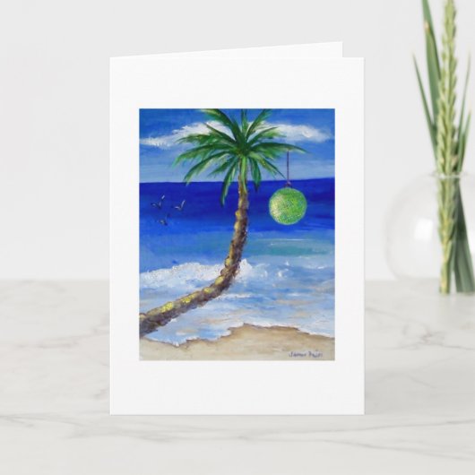 Christmas Palm Green Bulb Feestdagen Kaart (Voorkant)