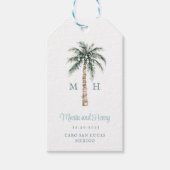 Christmas Palm Tree | Beach Wedding Monogram Cadeaulabel (Voorkant)