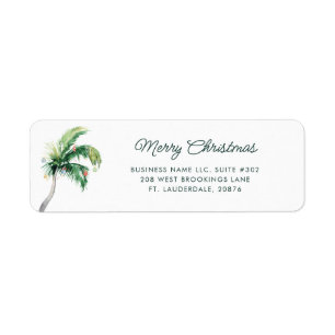Christmas Palm Tree Business Logo Retouradres Etiket