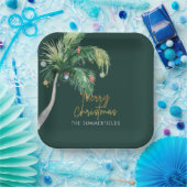 Christmas Palm Tree Coastal Holiday Papieren Bordje (Feest)
