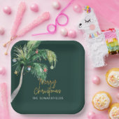 Christmas Palm Tree Coastal Holiday Papieren Bordje (Feest)