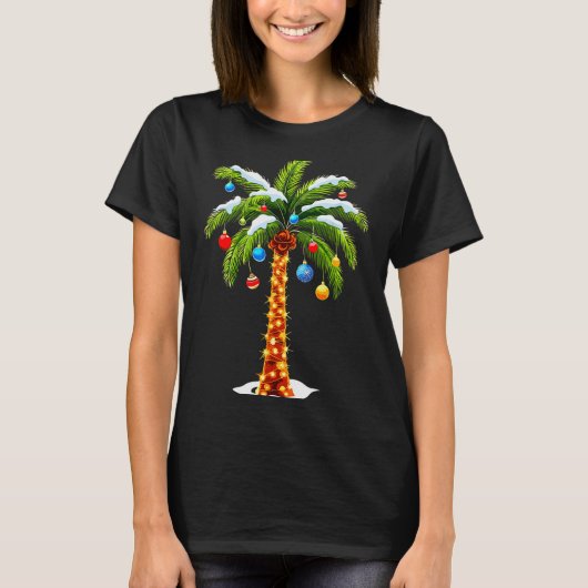 Christmas Palm Tree Hawaiian Trocal Xmas  T-shirt (Voorkant)