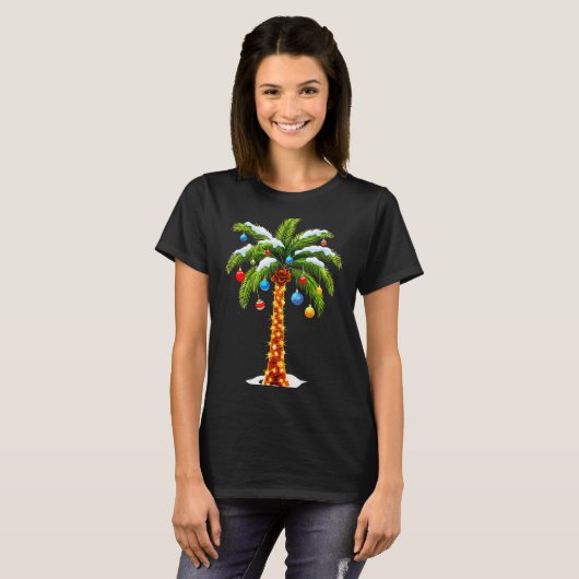 Christmas Palm Tree Hawaiian Trocal Xmas  T-shirt (Voorkant volledig)