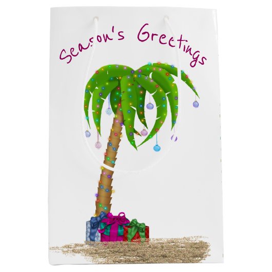 Christmas Palm Tree in Sand Medium Cadeauzakje (Voorkant)