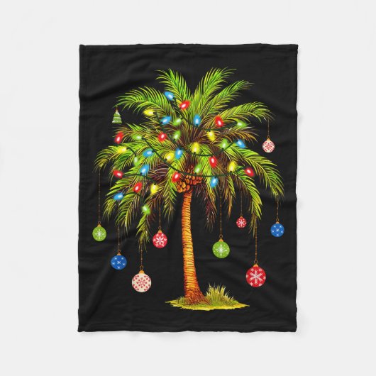 Christmas Palm Tree Light Hawaiian Trocal Xmas  Fleece Deken (Voorkant)