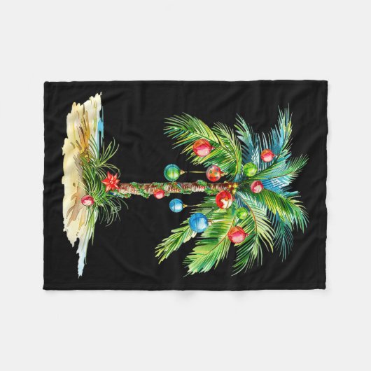 Christmas Palm Tree Light Hawaiian Trocal Xmas Men Fleece Deken (Voorkant (Horizontaal))