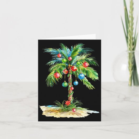 Christmas Palm Tree Light Hawaiian Trocal Xmas Men Kaart (Voorkant)