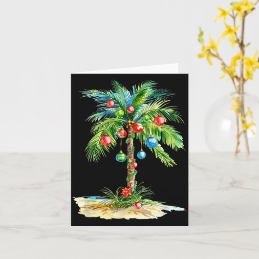 Christmas Palm Tree Light Hawaiian Trocal Xmas Men Kaart (Gele Bloem)