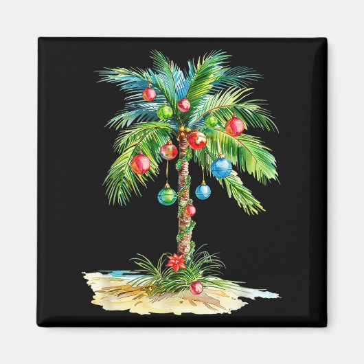 Christmas Palm Tree Light Hawaiian Trocal Xmas Men Magneet (Voorkant)