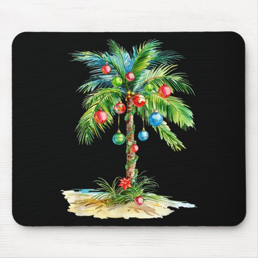 Christmas Palm Tree Light Hawaiian Trocal Xmas Men Muismat (Voorkant)
