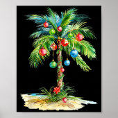 Christmas Palm Tree Light Hawaiian Trocal Xmas Men Poster (Voorkant)