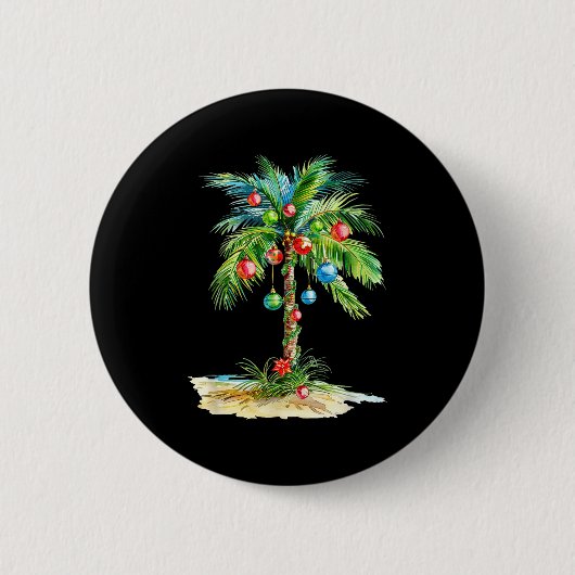 Christmas Palm Tree Light Hawaiian Trocal Xmas Men Ronde Button 5,7 Cm (Voorkant)