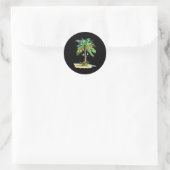 Christmas Palm Tree Light Hawaiian Trocal Xmas Men Ronde Sticker (Tas)