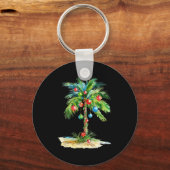 Christmas Palm Tree Light Hawaiian Trocal Xmas Men Sleutelhanger (Voorkant)