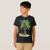 Christmas Palm Tree Light Hawaiian Trocal Xmas Men T-shirt (Voorkant volledig)