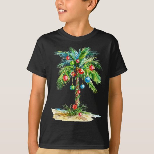 Christmas Palm Tree Light Hawaiian Trocal Xmas Men T-shirt (Voorkant)