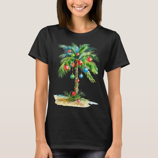 Christmas Palm Tree Light Hawaiian Trocal Xmas Men T-shirt (Voorkant)