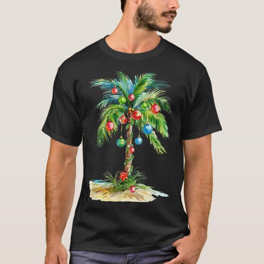 Christmas Palm Tree Light Hawaiian Trocal Xmas Men T-shirt (Voorkant)