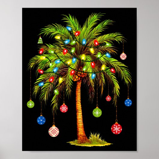 Christmas Palm Tree Light Hawaiian Trocal Xmas  Poster (Voorkant)