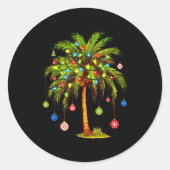 Christmas Palm Tree Light Hawaiian Trocal Xmas  Ronde Sticker (Voorkant)