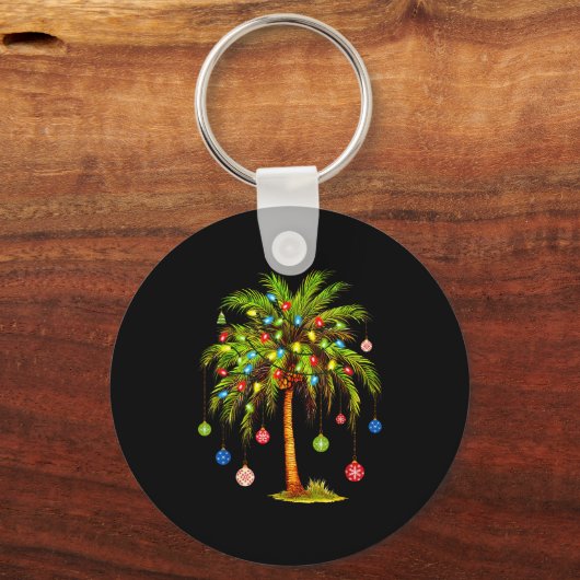 Christmas Palm Tree Light Hawaiian Trocal Xmas  Sleutelhanger (Voorkant)