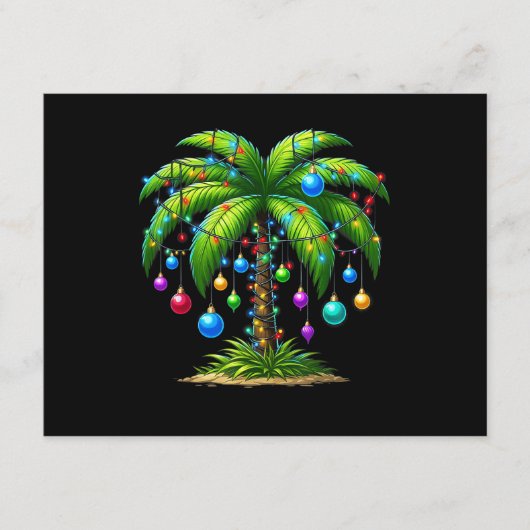 Christmas Palm Tree Light Hawaiian Tropical New Ye Informatiekaartje (Voorkant)