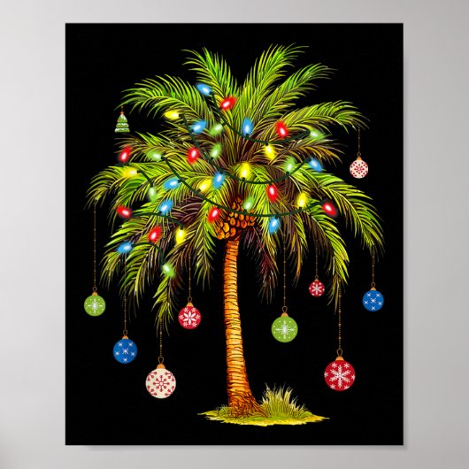 Christmas Palm Tree Light Hawaiian Tropical Xmas 1 Poster (Voorkant)
