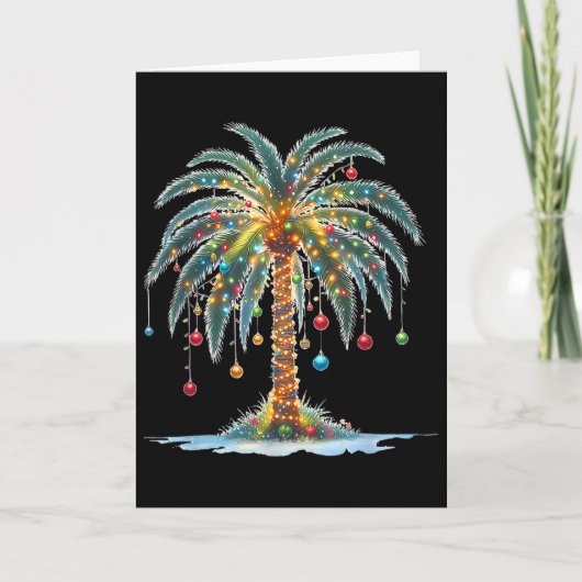 Christmas Palm Tree Light Hawaiian Tropical Xmas 2 Kaart (Voorkant)