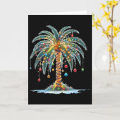 Christmas Palm Tree Light Hawaiian Tropical Xmas 2 Kaart (Gele Bloem)