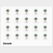 Christmas Palm Tree Light Retour Adreslabels Ronde Sticker (Vel)