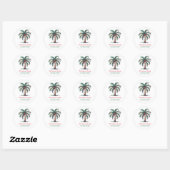 Christmas Palm Tree Light Retour Adreslabels Ronde Sticker (Vel)