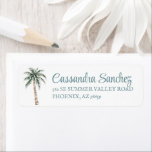 Christmas Palm Tree Retouradres Label<br><div class="desc">Dit retouradres label heeft een palmboom met lichtblauwe kerstversieringen. U kunt zich personaliseren met jouw naam en adres. Geweldig voor iemand die van het strand houdt.</div>