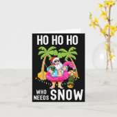 Christmas Palm Tree Santa Surfing Summer Beach Vac Kaart (Gele Bloem)