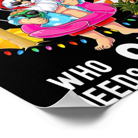 Christmas Palm Tree Santa Surfing Summer Beach Vac Poster (Hoek)