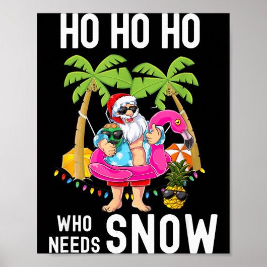Christmas Palm Tree Santa Surfing Summer Beach Vac Poster (Voorkant)