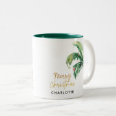Christmas Palm Tree Script Aangepast Tweekleurige Koffiemok (Voorkant rechts)