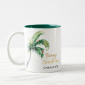 Christmas Palm Tree Script Aangepast Tweekleurige Koffiemok (Links)
