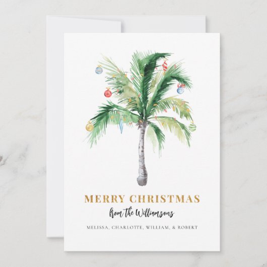 Christmas Palm Tree Script Modern Feestdagenkaart (Voorkant)