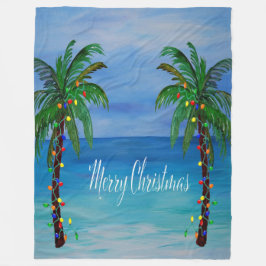 Christmas palm tree tropical Holiday Fleece Deken