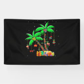 Christmas Palm Tree Tropical Xmas Coconut Lights Spandoek (Horizontaal)
