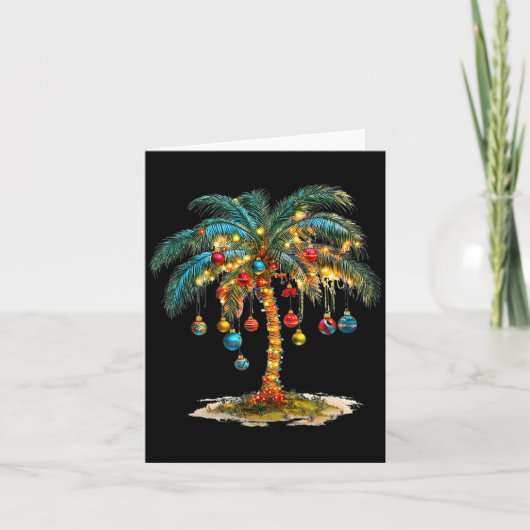 Christmas Palm Tree Women Funny Hawaiian Beach Tro Kaart (Voorkant)