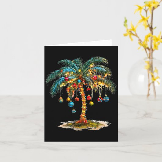 Christmas Palm Tree Women Funny Hawaiian Beach Tro Kaart (Gele Bloem)
