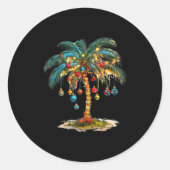 Christmas Palm Tree Women Funny Hawaiian Beach Tro Ronde Sticker (Voorkant)