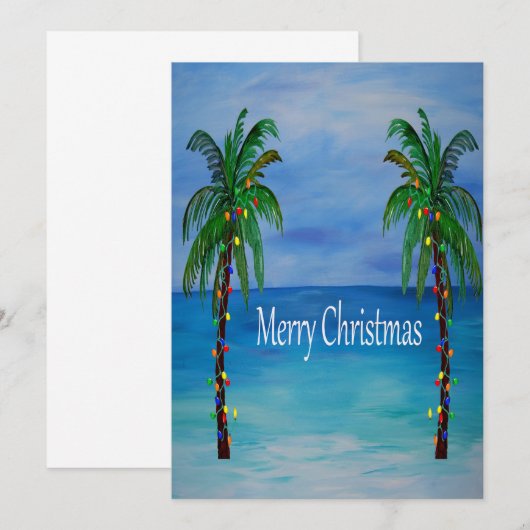 Christmas palm trees tropical Holiday cards. Kaart (Voorkant / Achterkant)